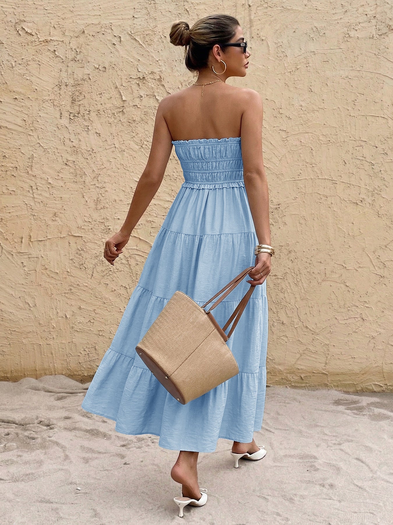 Strapless Maxi Dress with Ruffled Details