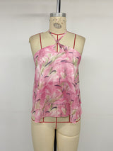 Floral Halter Top with Ruffle Hem