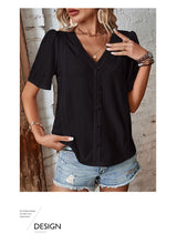 Casual V-Neck Top with Short Sleeves