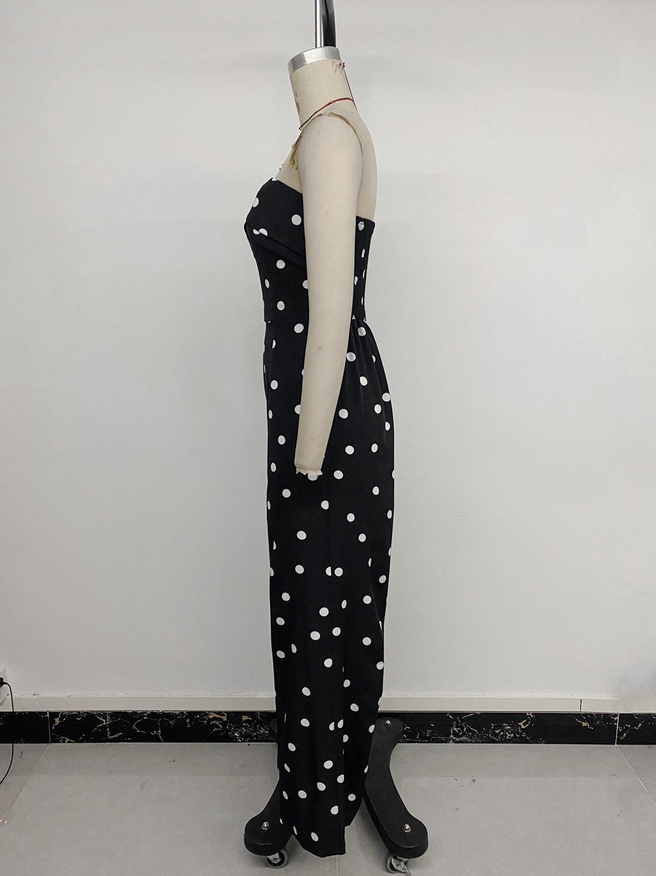 Strapless Polka Dot Wide-Leg Jumpsuit