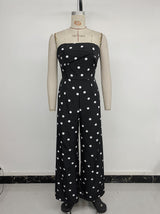 Strapless Polka Dot Wide-Leg Jumpsuit