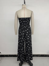 Strapless Polka Dot Wide-Leg Jumpsuit