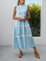 Striped Maxi Dress with Lace Details