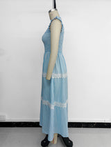 Striped Maxi Dress with Lace Details