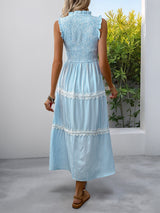 Striped Maxi Dress with Lace Details