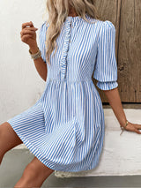 Striped Dress with Ruffle Details