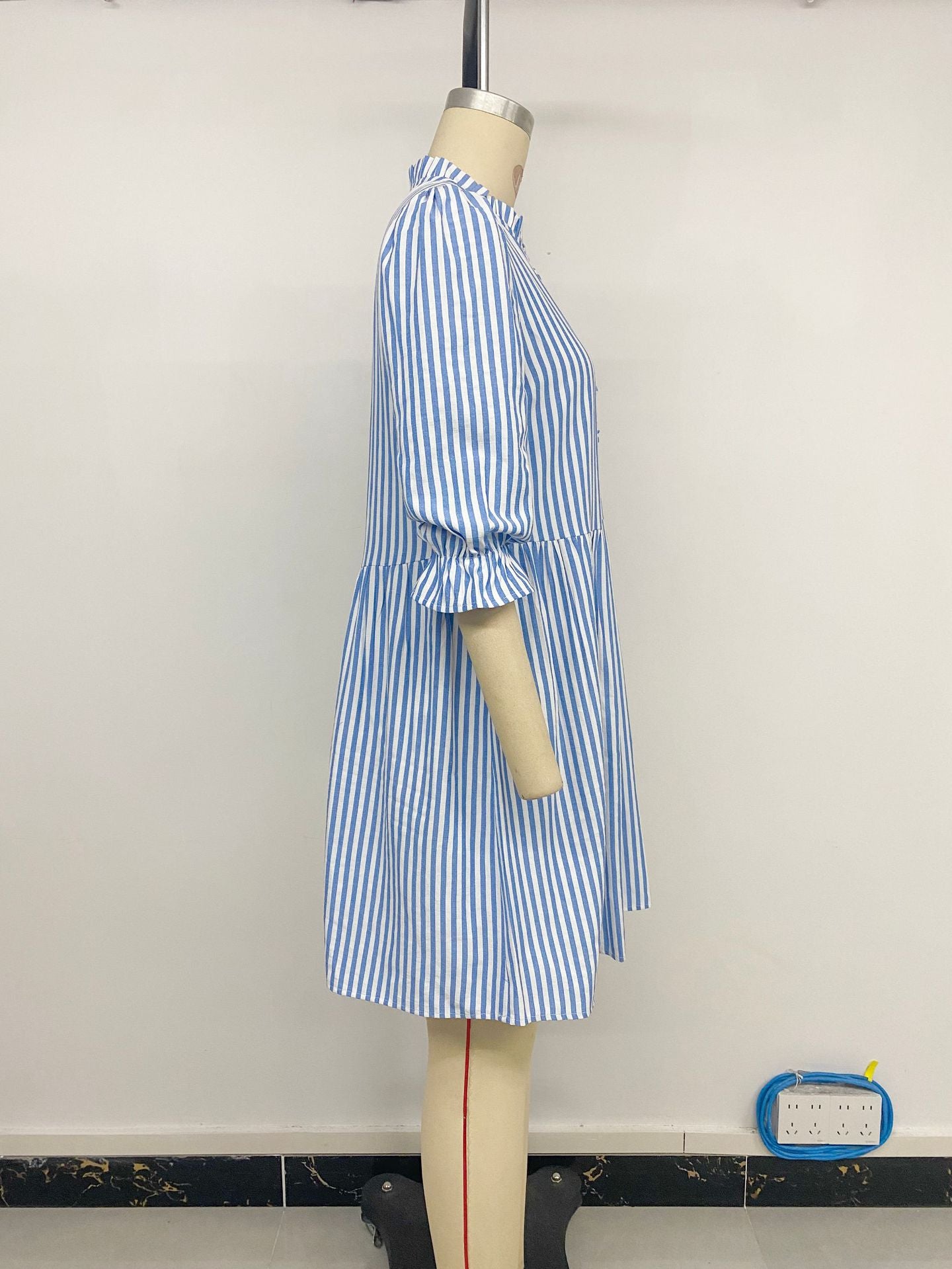 Striped Dress with Ruffle Details