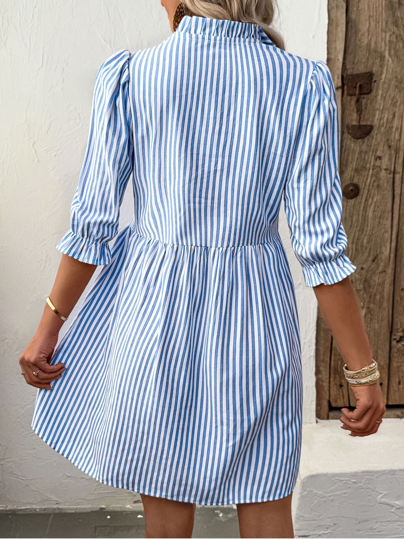 Striped Dress with Ruffle Details