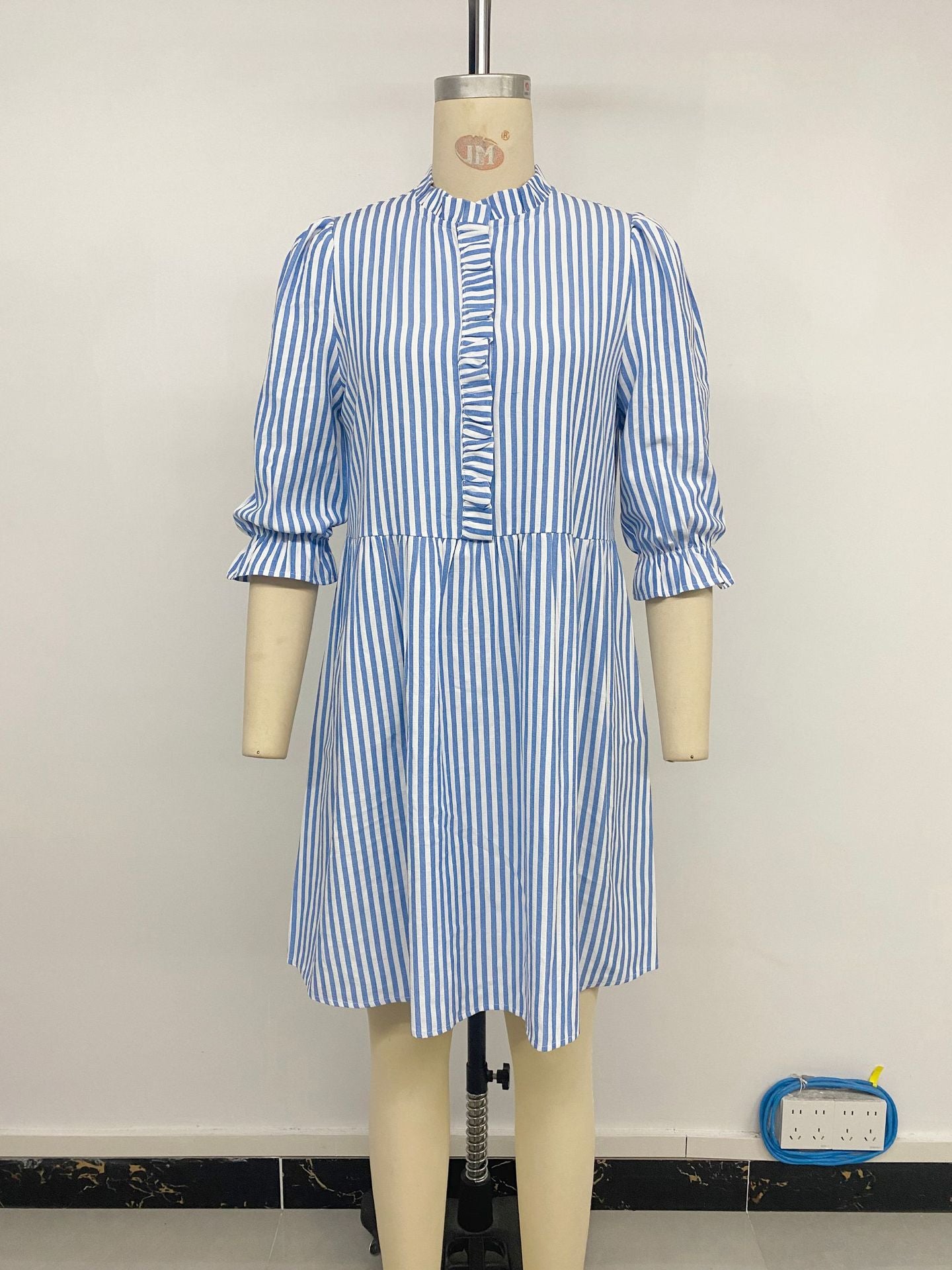 Striped Dress with Ruffle Details