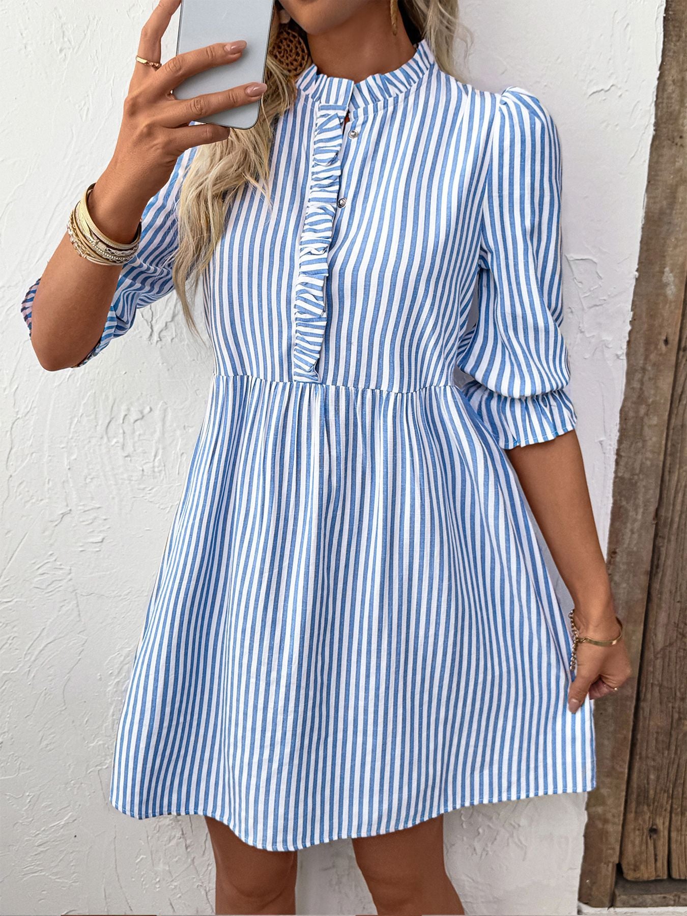 Striped Dress with Ruffle Details