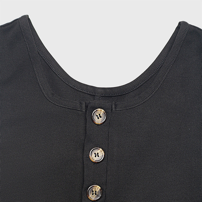 Sleeveless Jumpsuit with Button Detail