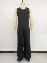 Sleeveless Jumpsuit with Button Detail
