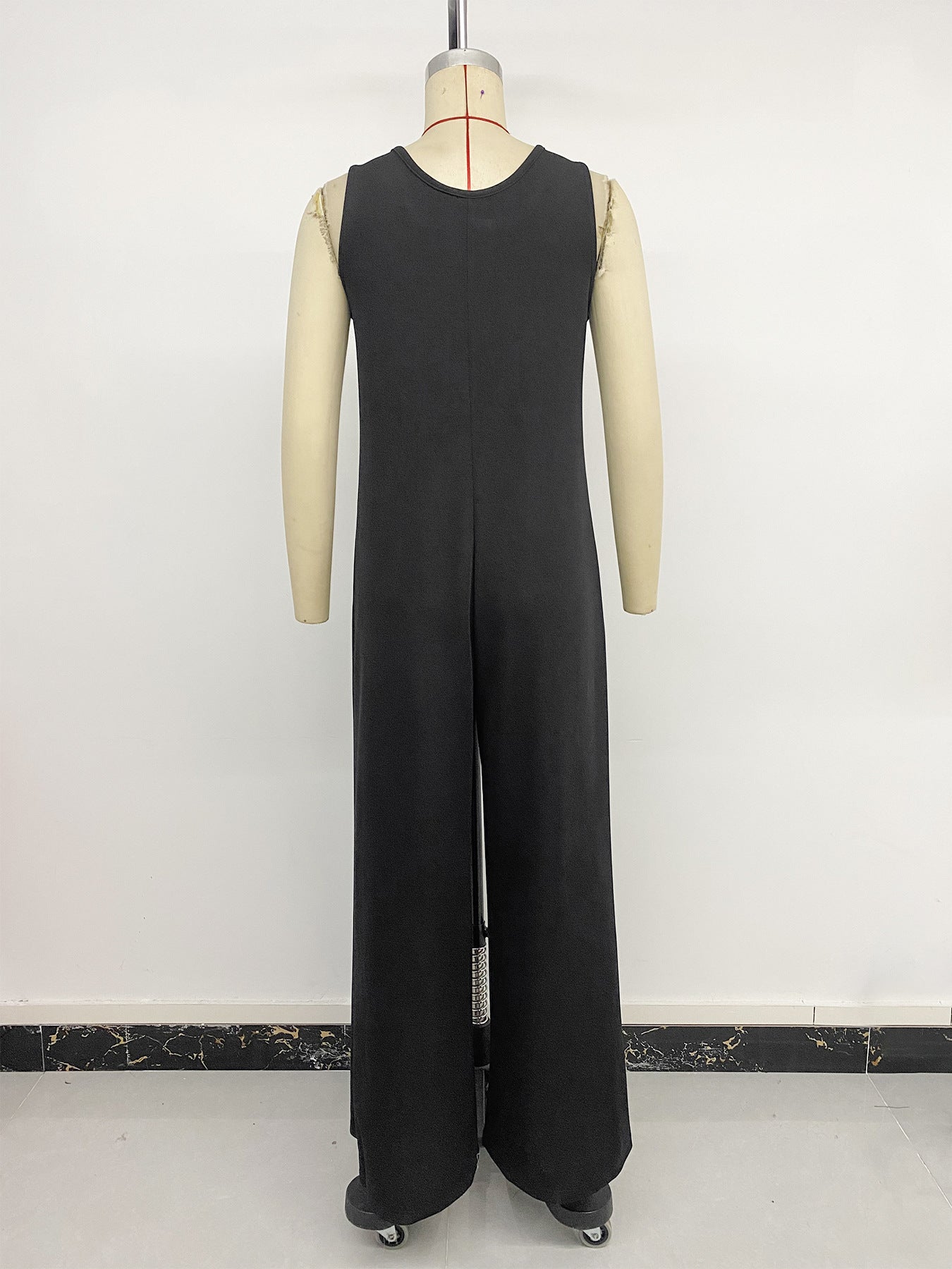 Sleeveless Jumpsuit with Button Detail
