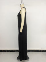 Sleeveless Jumpsuit with Button Detail