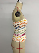 Strapless Top with Floral Pattern
