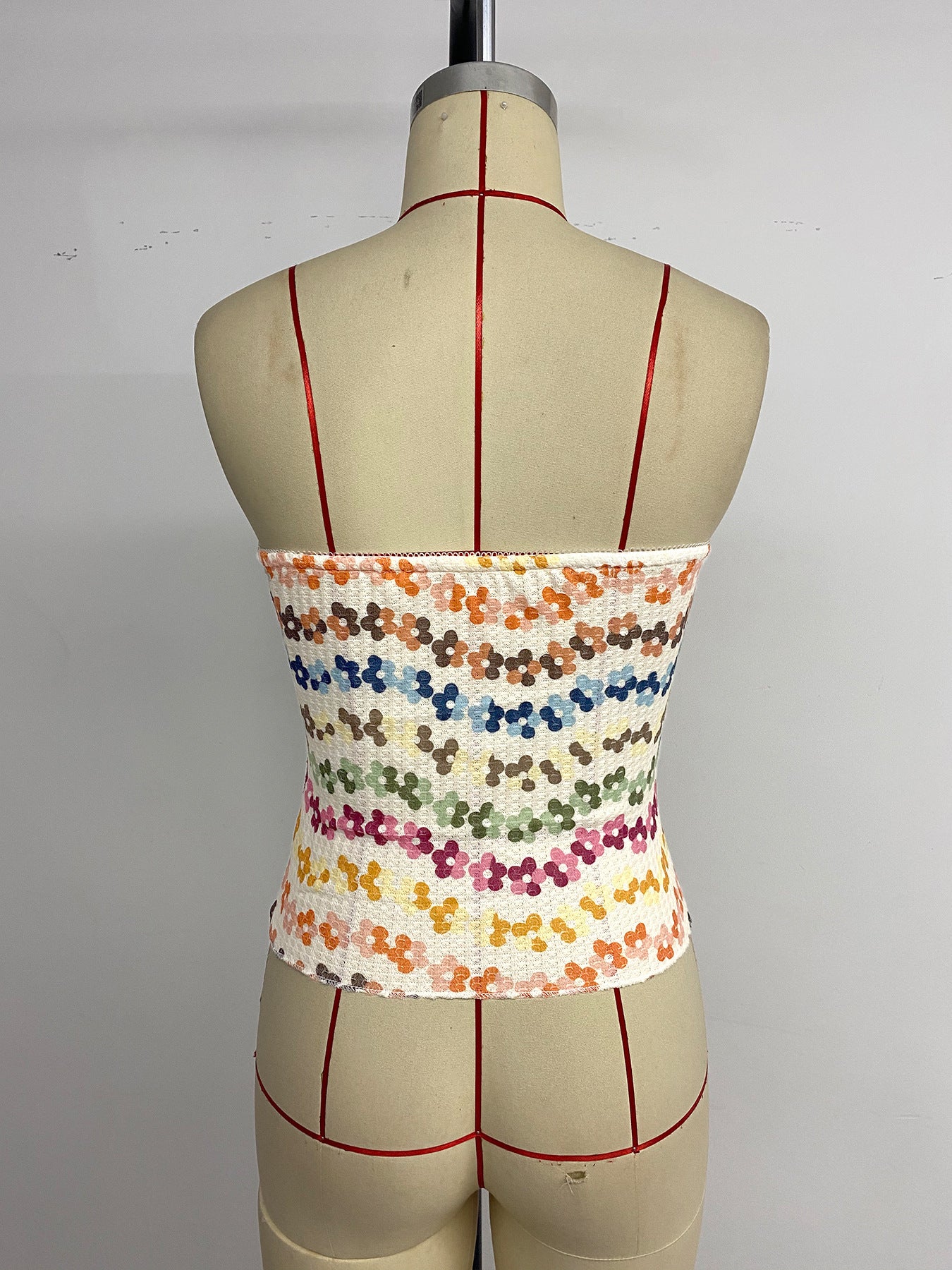Strapless Top with Floral Pattern