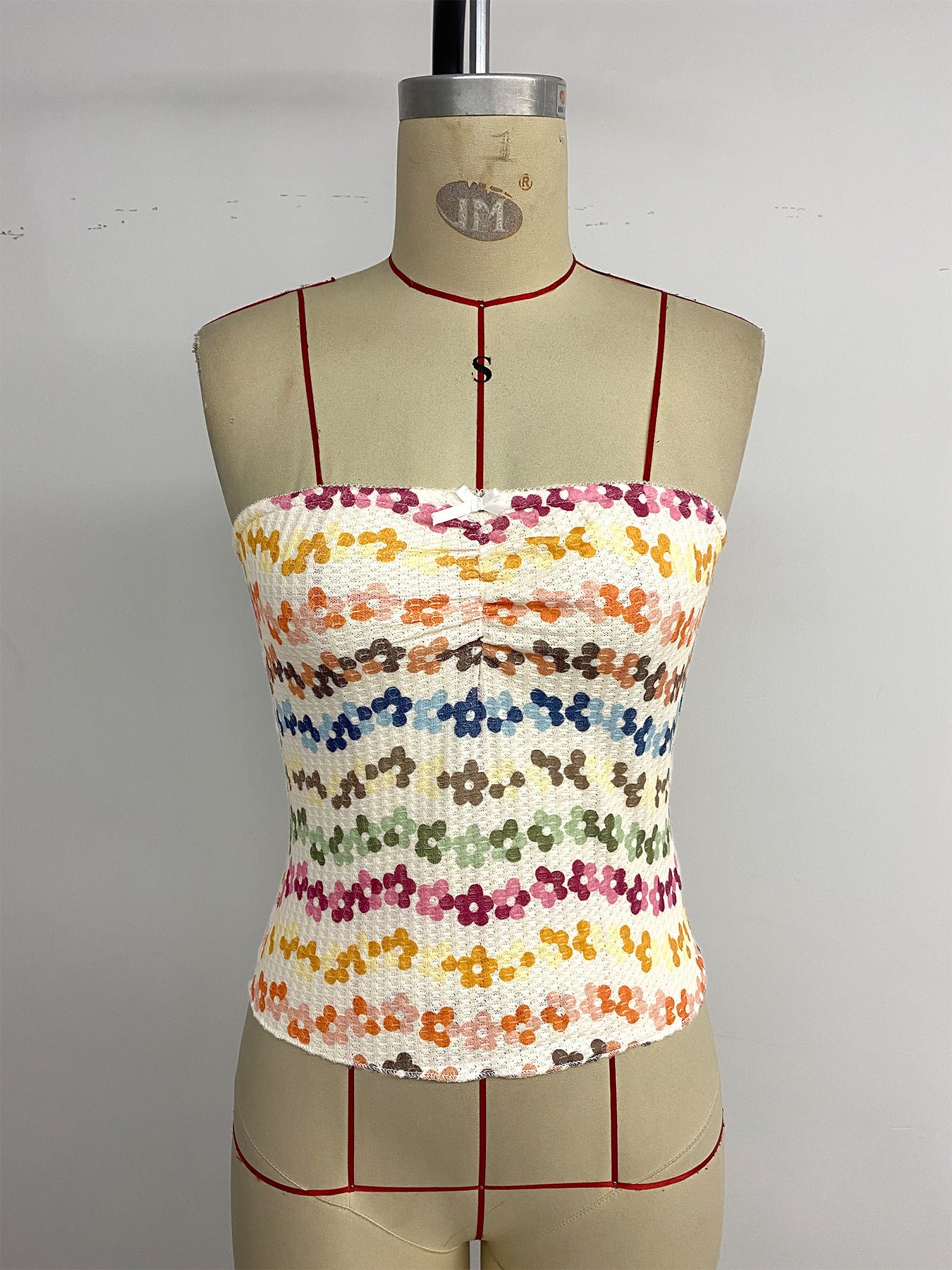 Strapless Top with Floral Pattern