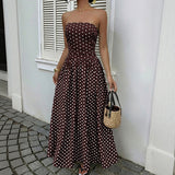 Polka Dot Strapless Maxi Dress