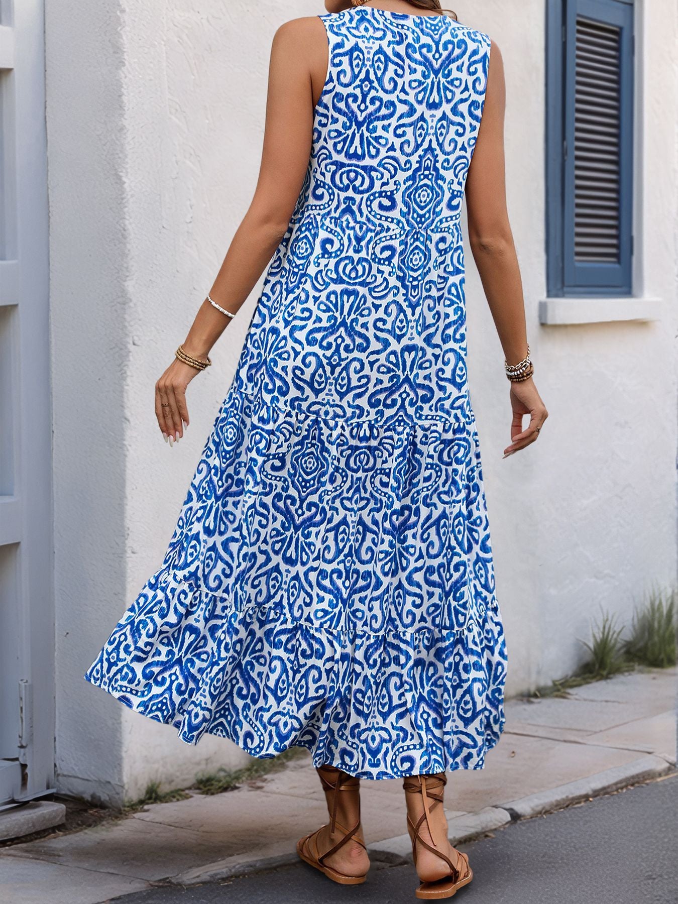 Patterned Sleeveless Maxi Dress