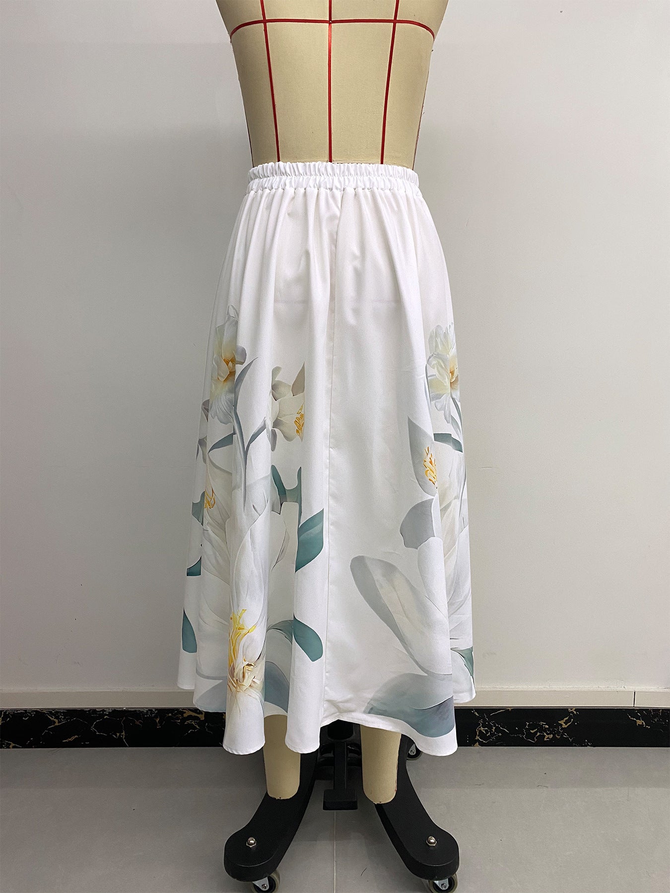 Floral Button-Front Maxi Skirt