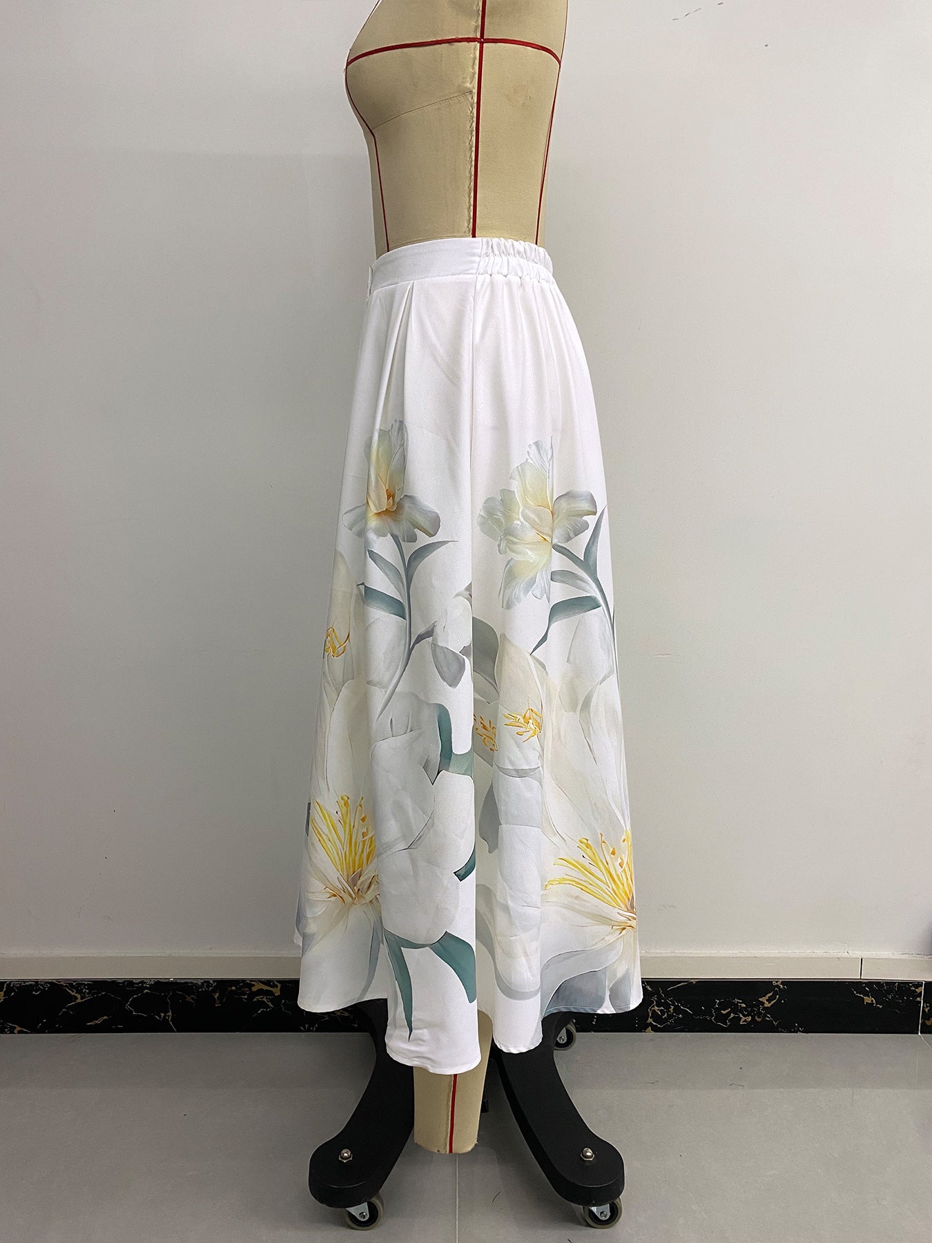 Floral Button-Front Maxi Skirt