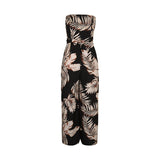 Tropical Print Strapless Wide-Leg Jumpsuit