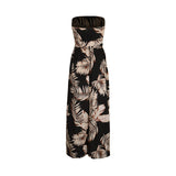 Tropical Print Strapless Wide-Leg Jumpsuit