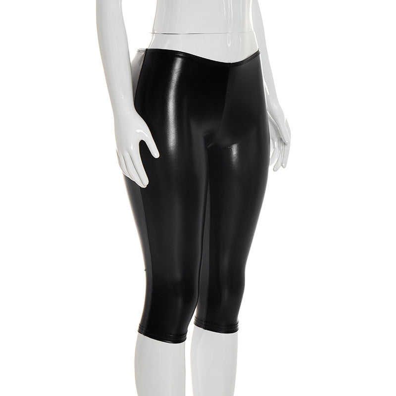 Faux Leather High-Waist Shorts