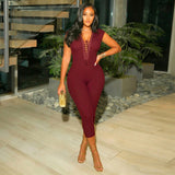 Lace-Up Sleeveless Jumpsuit