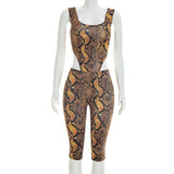 Snake Print Two-Piece Set with Details