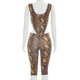 Snake Print Two-Piece Set with Details