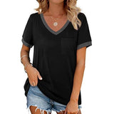 V-Neck Casual T-Shirt with Contrast Trim