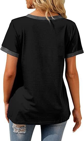 V-Neck Casual T-Shirt with Contrast Trim