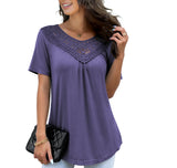 Short Sleeve Top with Lace Detail