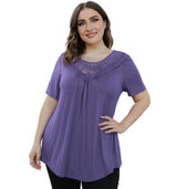 Short Sleeve Top with Lace Detail