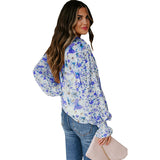 Floral Long Sleeve Blouse with Smocked Cuffs