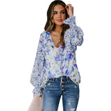 Floral Long Sleeve Blouse with Smocked Cuffs