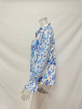 Floral Long Sleeve Blouse with Smocked Cuffs
