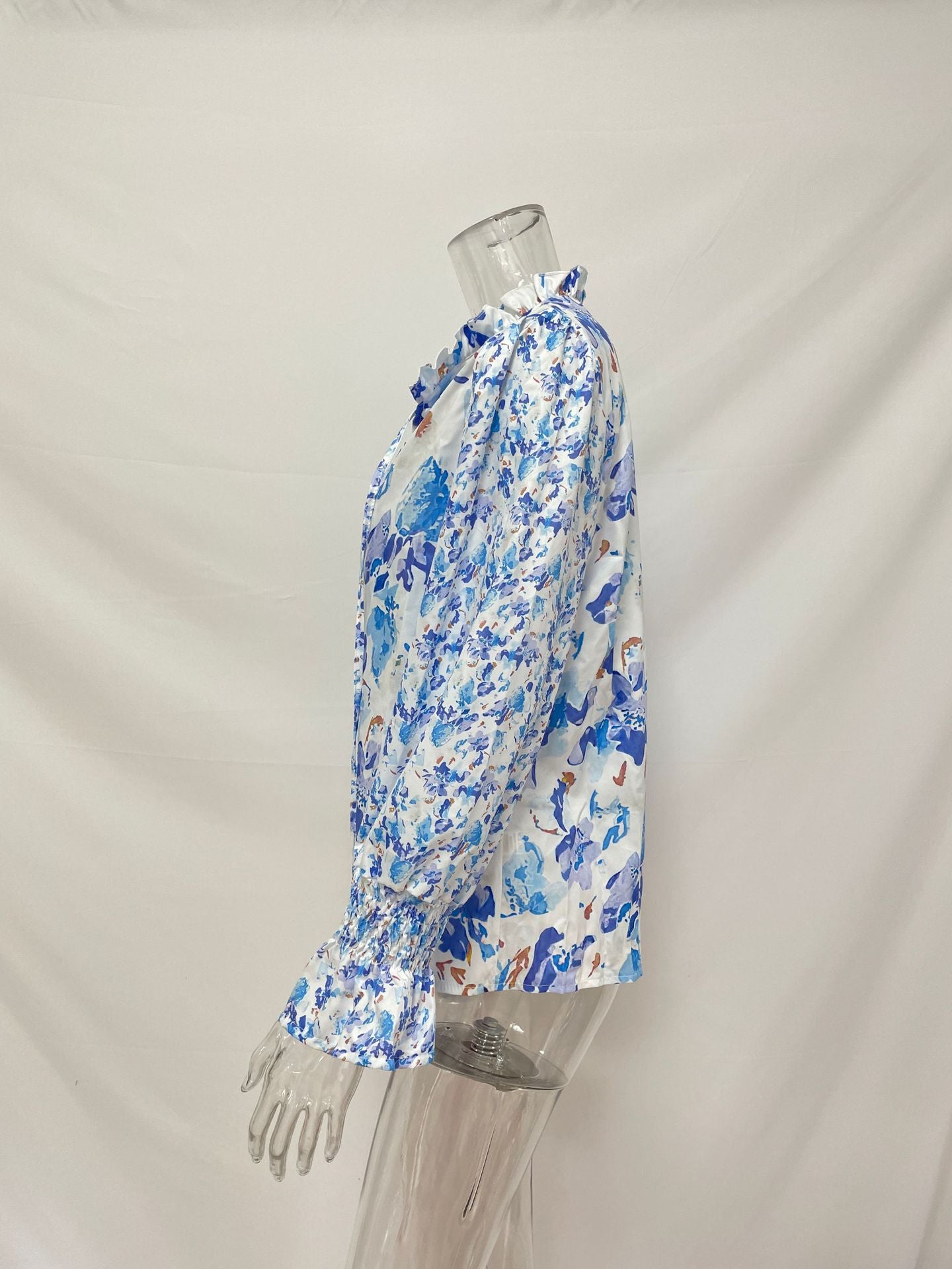 Floral Long Sleeve Blouse with Smocked Cuffs