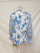 Floral Long Sleeve Blouse with Smocked Cuffs