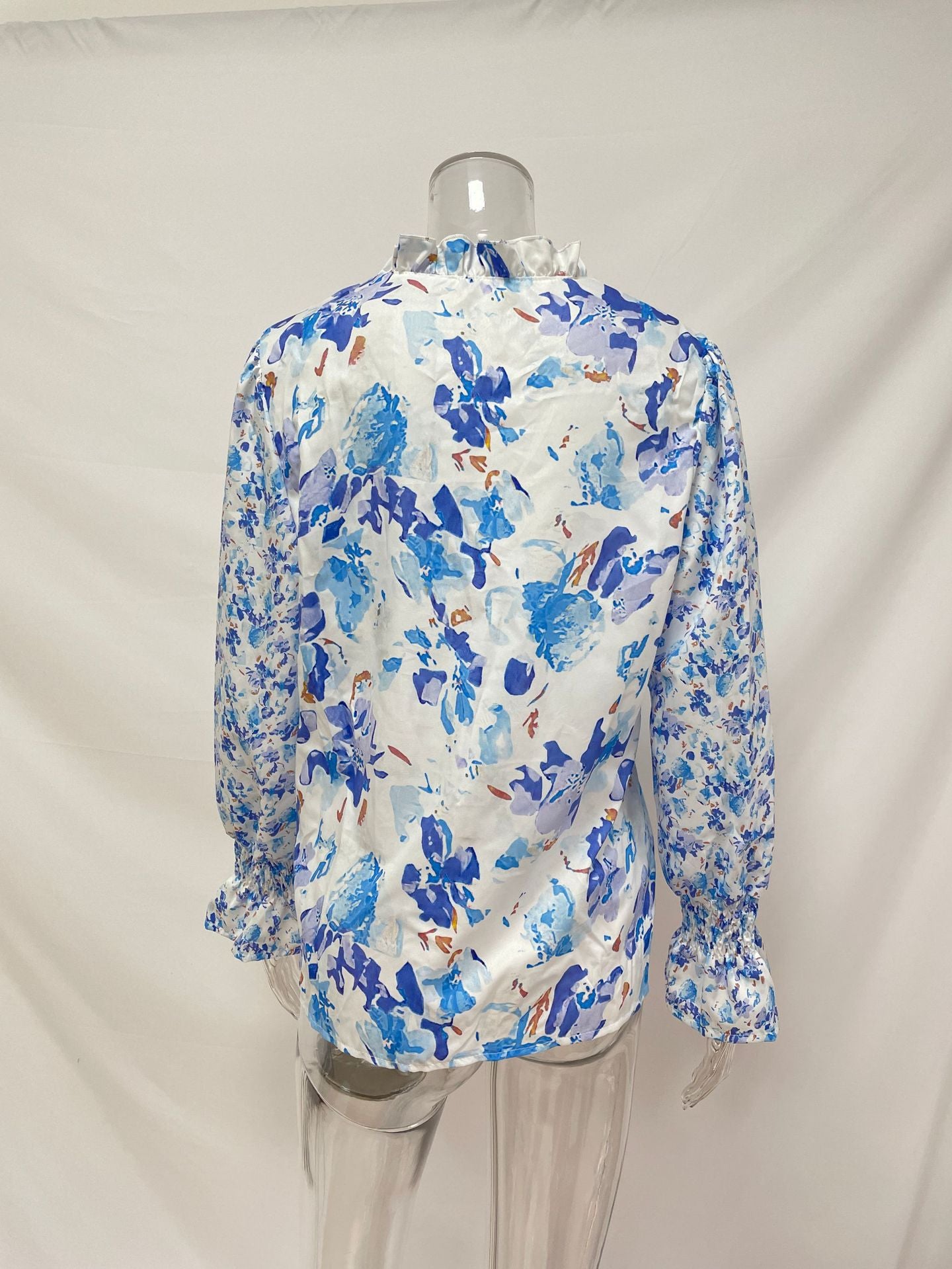 Floral Long Sleeve Blouse with Smocked Cuffs