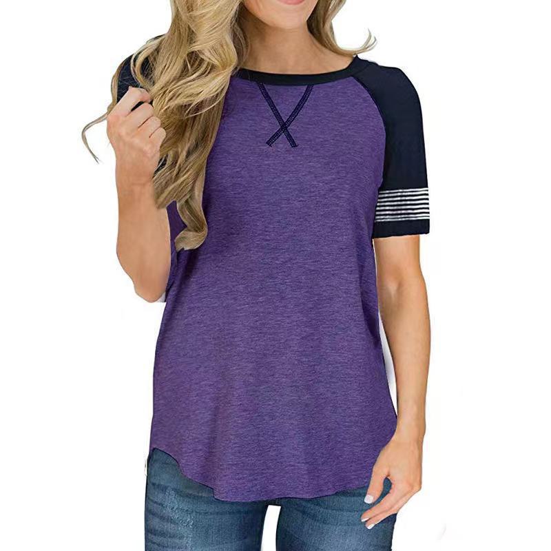Casual Color-Block Short Sleeve T-Shirt