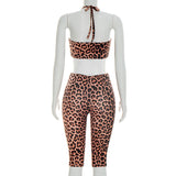 Leopard Print Bikini Set with High-W waist and Cropped Top