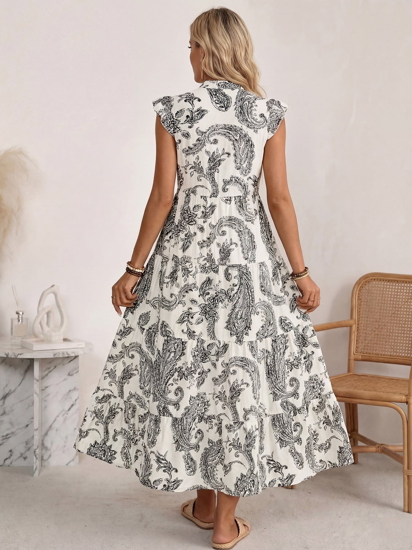 Elegant Paisley Maxi Dress