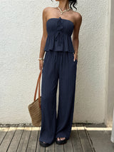 Strapless Pleated Two Piece Set