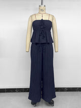Strapless Pleated Two Piece Set