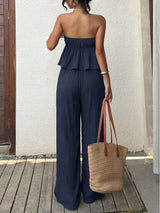 Strapless Pleated Two Piece Set