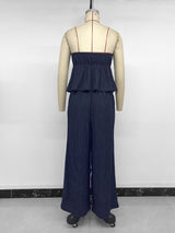Strapless Pleated Two Piece Set