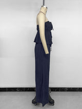 Strapless Pleated Two Piece Set