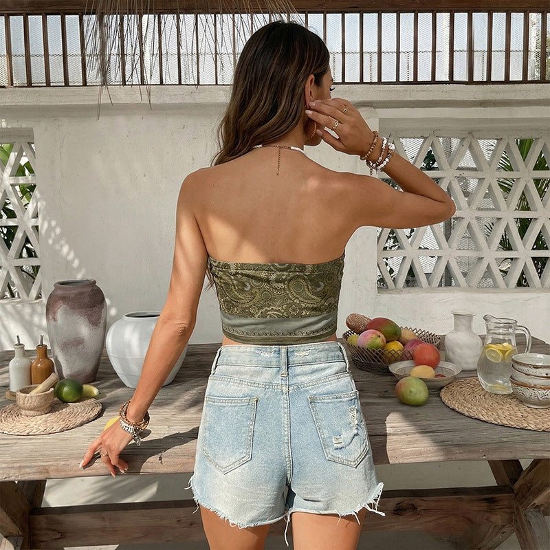 Strapless Paisley Bandana Top